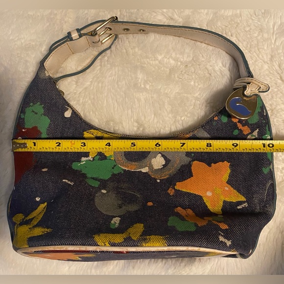 Dooney & Bourke - VINTAGE Y2K Denim Graffiti Paint Splatter Purse - Picture 13 of 14